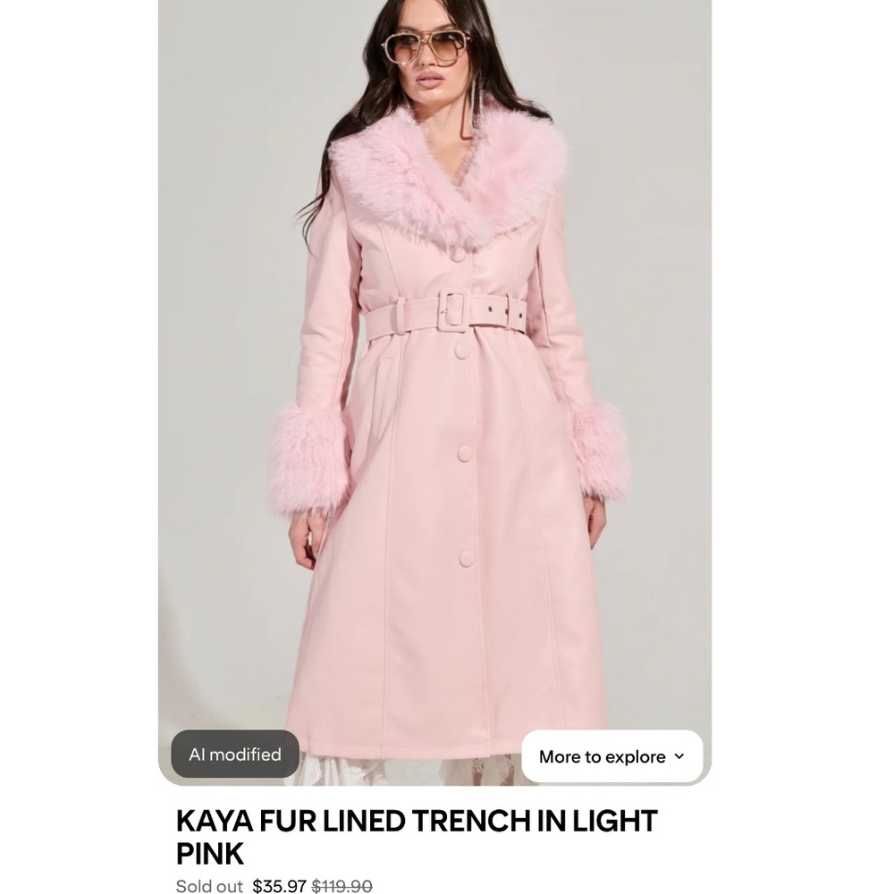kaya fur lined trench in light pink???